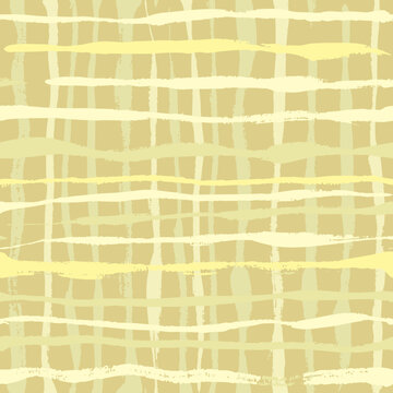 Seamless ornament from vertical and horizontal long strokes in  yellow and beige colors