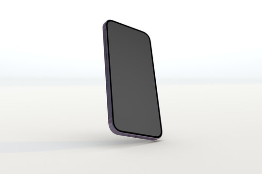 Purple iPhone 16 pro mockup display. Purple smartphone on white background