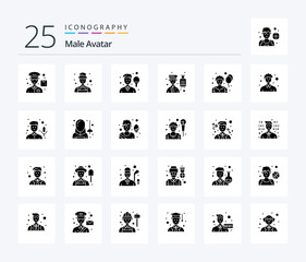 Male Avatar 25 Solid Glyph icon pack including circus. professional. boy. hotel. avatar