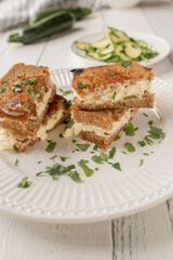 Feta cheese sandwich with roasted sourdough bread 