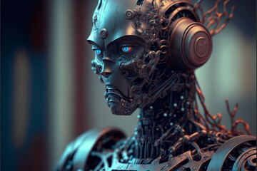 Robot futuriste avec intelligence artificielle