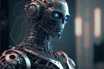 Robot futuriste avec intelligence artificielle