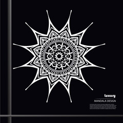 Luxury mandala background with white or silver pattern decorative mandala for print, poster, cover, brochure, flyer, banner.