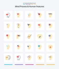 Creative Mind Process And Human Features 25 Flat icon pack  Such As mind. target. energy. precision. arrow