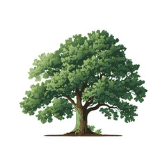 Majestic Oak Tree Vector Illustration