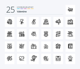Valentine 25 Line icon pack including perfume. day. heart. valentines.