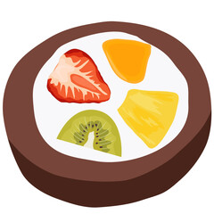 節分の時に食べる恵方巻ロールケーキ　ベクター