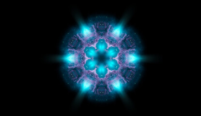Artistic kaleidoscope design on black background. Abstract 3D Rendering Art. resource 