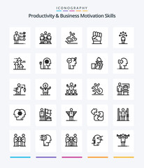 Creative Productivity And Business Motivation Skills 25 OutLine icon pack  Such As strength. human. business. hand. fall