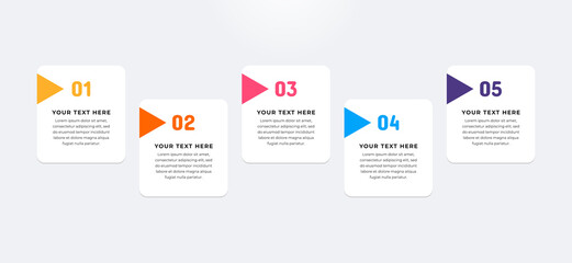 Colourful infographic steps. Flat design table of contents infographic. Business concept with 5 steps.