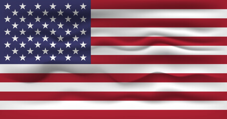 Waving flag of the country USA. Vector illustration.