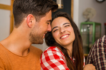 Happy couple at the restaurant