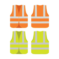 Safety jacket security isolated on white background. Yellow visible vest for safety. Reflective uniform. Vector stock