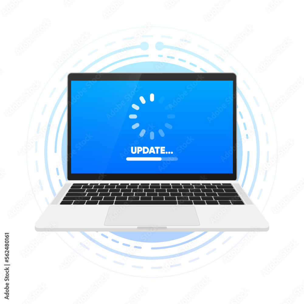 Poster new system update. loading process. app update concept. system software update web banner element. v