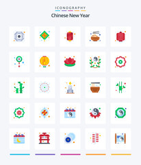 Creative Chinese New Year 25 Flat icon pack  Such As decoration. china. lantern. noodle. chinese