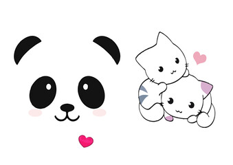 Panda and cats