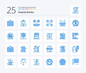 Fototapeta na wymiar Food & Drinks 25 Blue Color icon pack including meal. drinks. kitchen. cooking. food and restaurant