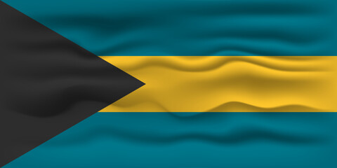 Waving flag of the country Bahamas. Vector illustration.