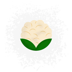 Cauliflower head minimalist vector illustration with textures. Healthy organic food concept. Elements on different layers for ease of use. Transparent background.