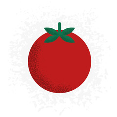 Minimalist tomato vector illustration with textures. Healthy organic food concept. Elements on different layers for ease of use. Transparent background.