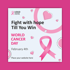 World cancer day 4 February social media post vector template