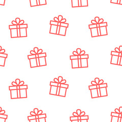 Gift box seamless pattern background with icons