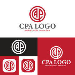 Simple Certified Public Accountant Logo Template.CPA firm logo. Black and white. Vector Illustration.Circle shape.