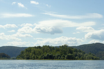 An island in the middle of a river, a river in the center of Europe.