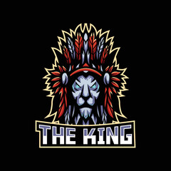 Lion king mascot illustration esport logo