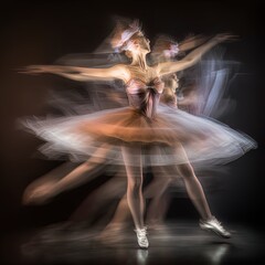 Fototapeta premium Multi exposure image of dancer performing made with Generative AI. 
