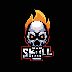 fire skull mascot gaming illustration logo