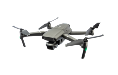 A flying drone isolated on transparency background