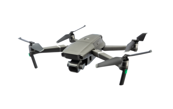 A flying drone isolated on transparency background