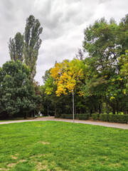 Autumn view of South Park in city of Sofia, Bulgaria
