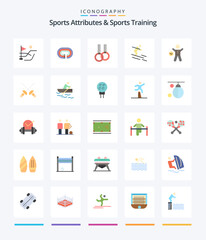 Creative Sports Atributes And Sports Training 25 Flat icon pack  Such As health. gym. gymnastics. exercise. skiing