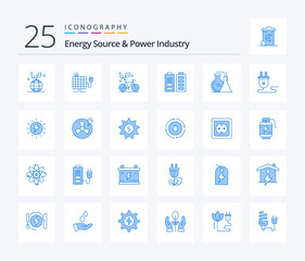Fototapeta na wymiar Energy Source And Power Industry 25 Blue Color icon pack including chemicals. power. cycle. battery. environment