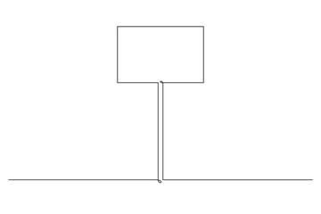 Single continuous line drawing template of square road sign. One line draw vector illustration.