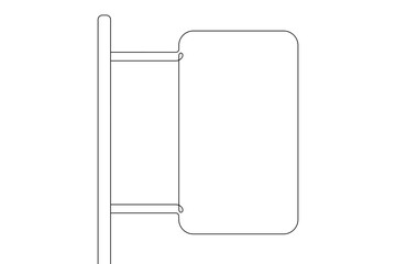 Single continuous line drawing template of square road sign. One line draw vector illustration.