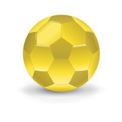 Golden soccer ball isolated on a white background