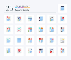 Fototapeta na wymiar Reports Sketch 25 Flat Color icon pack including four. data. report. report. page