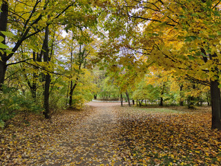 Autumn view of South Park in city of Sofia, Bulgaria