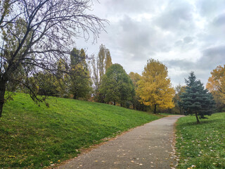 Autumn view of South Park in city of Sofia, Bulgaria