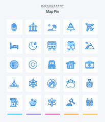 Creative Map Pin 25 Blue icon pack  Such As bed. vacation. holiday. travel. tree