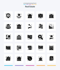 Creative Real Estate 25 Glyph Solid Black icon pack  Such As house. real estate. estate. property. house