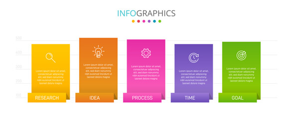 Vertical infographic design with icons and 5 options or steps. Thin line. Infographics business concept. Can be used for info graphics, flow charts, presentations, mobile web sites, printed materials.