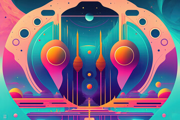 abstract colorful illustration with many colors and shapes