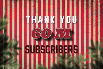 60 Million  subscribers celebration greeting banner with Retro 3 Design