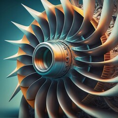 Fototapeta premium Airplane turbine closeup. Generative AI