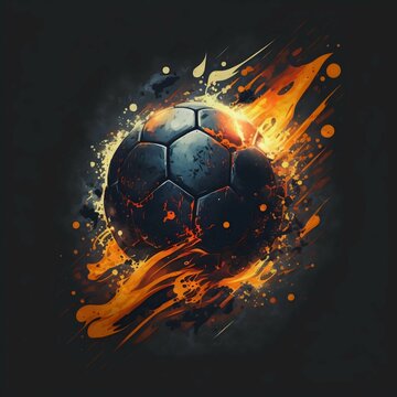 Soccer ball meteor. Generative AI