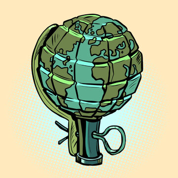 Planet Earth is like a grenade. War and aggression. Terrorist threat, army and world